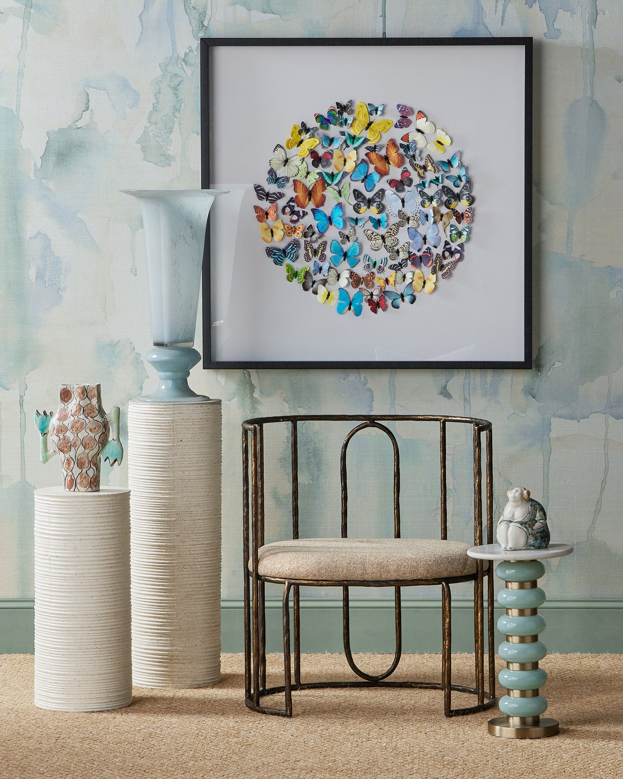 Currey & Company Euclid Chair, Boucle Seashell