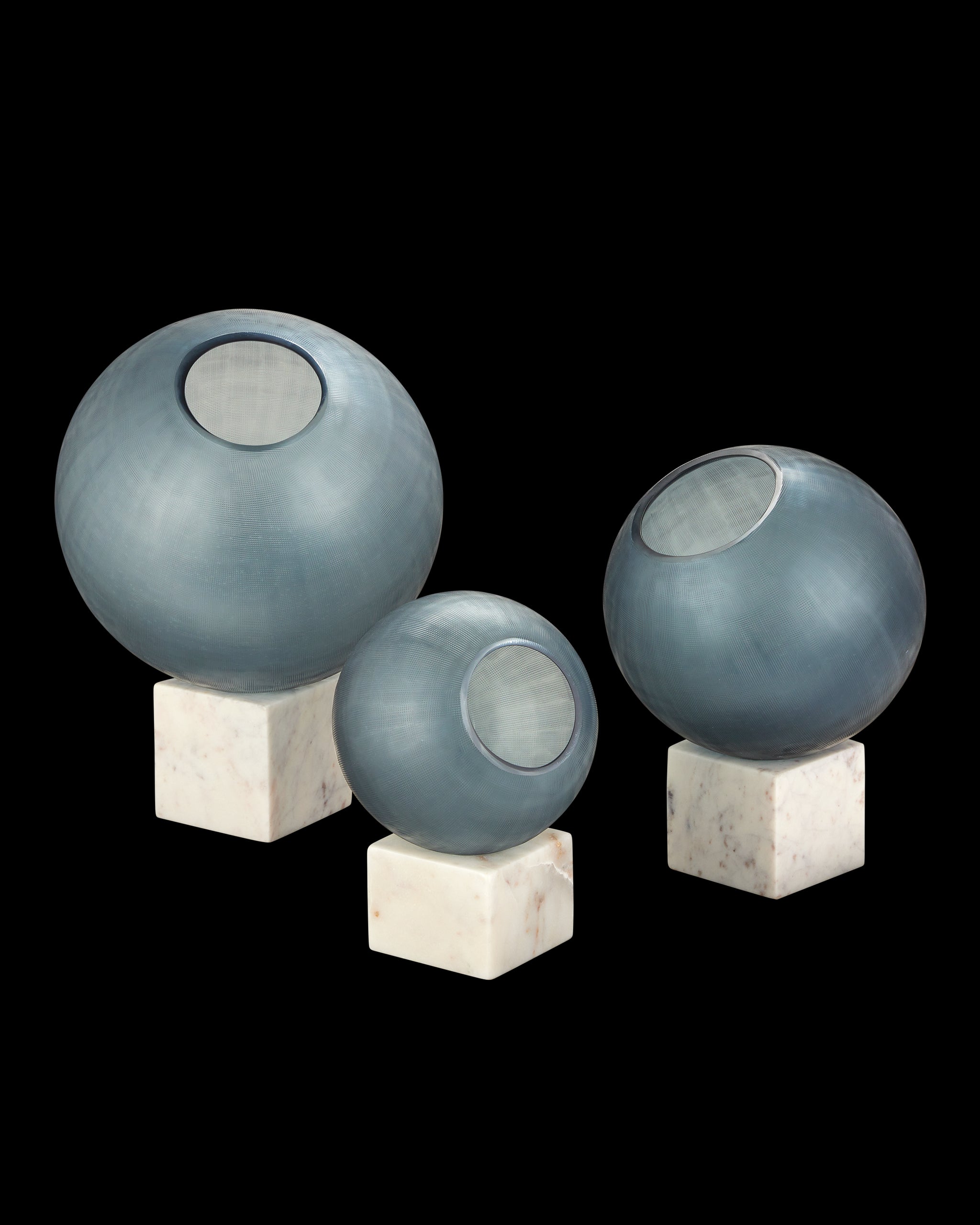 Currey & Company Fresno Blue Orb Set Of 3