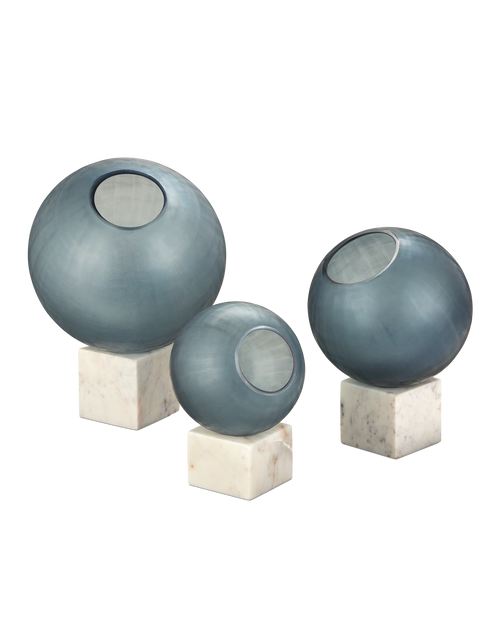 Currey & Company Fresno Blue Orb Set Of 3