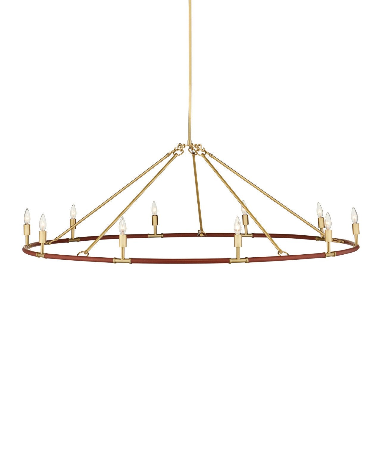 Currey & Company Ellerston Large 63" Brushed Brass 10 Light Chandelier