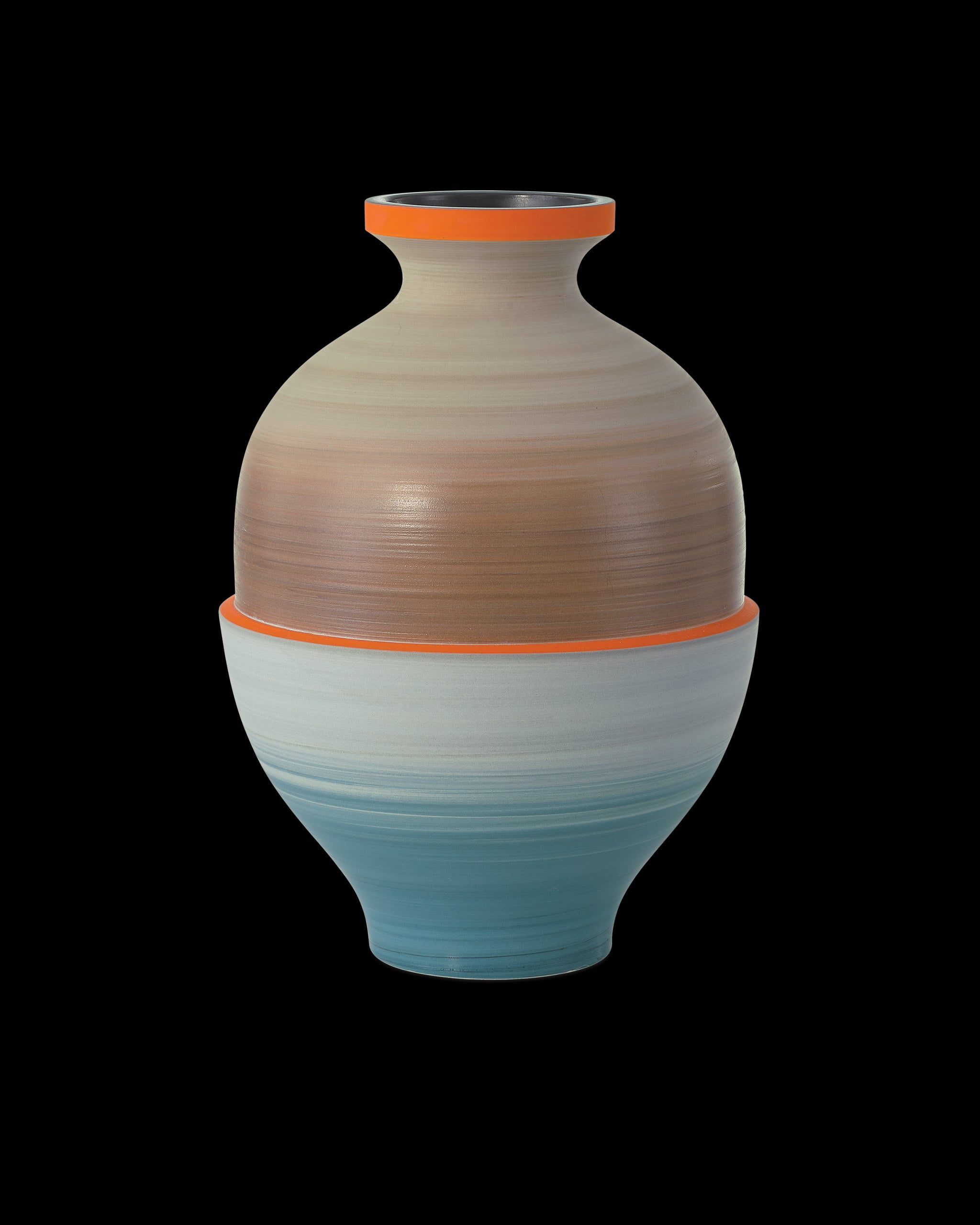 Currey & Company Happy 80's Gray, Beige, Orange & Blue Vase Set Of 3