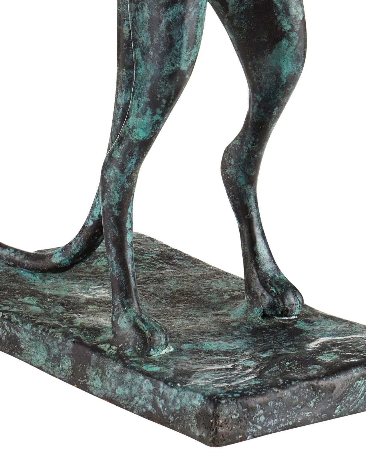 Currey & Company Bastet Cat 16" Green Granite Bronze Sculpture