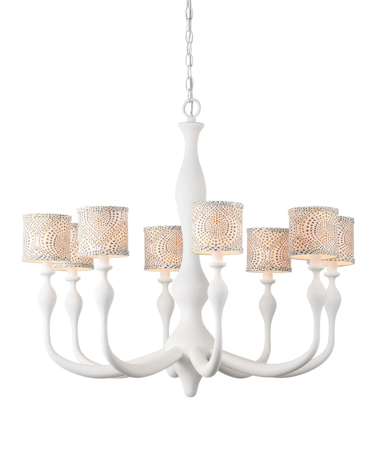 Currey & Company Ludwig 34" Gesso White 8 Light Chandelier