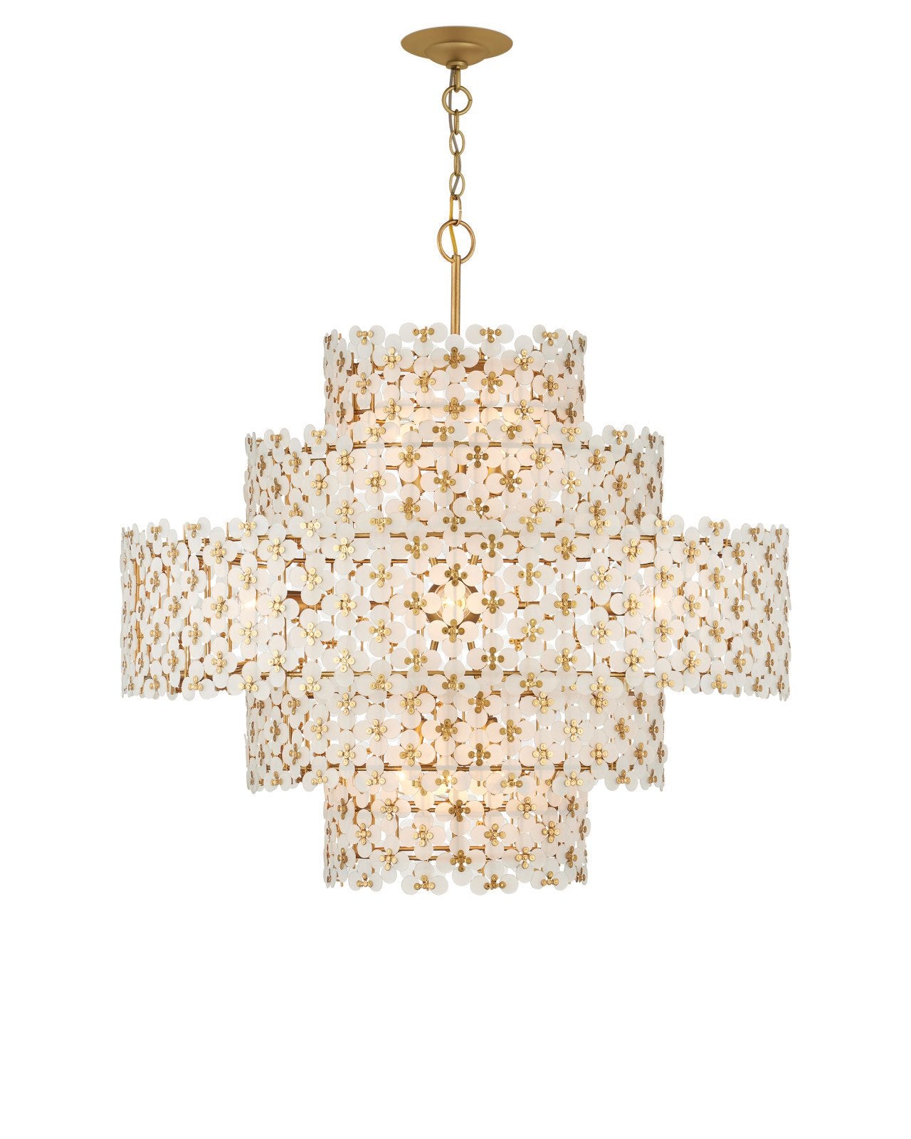 Currey & Company Spring Flower 35" Brass 12 Light Chandelier