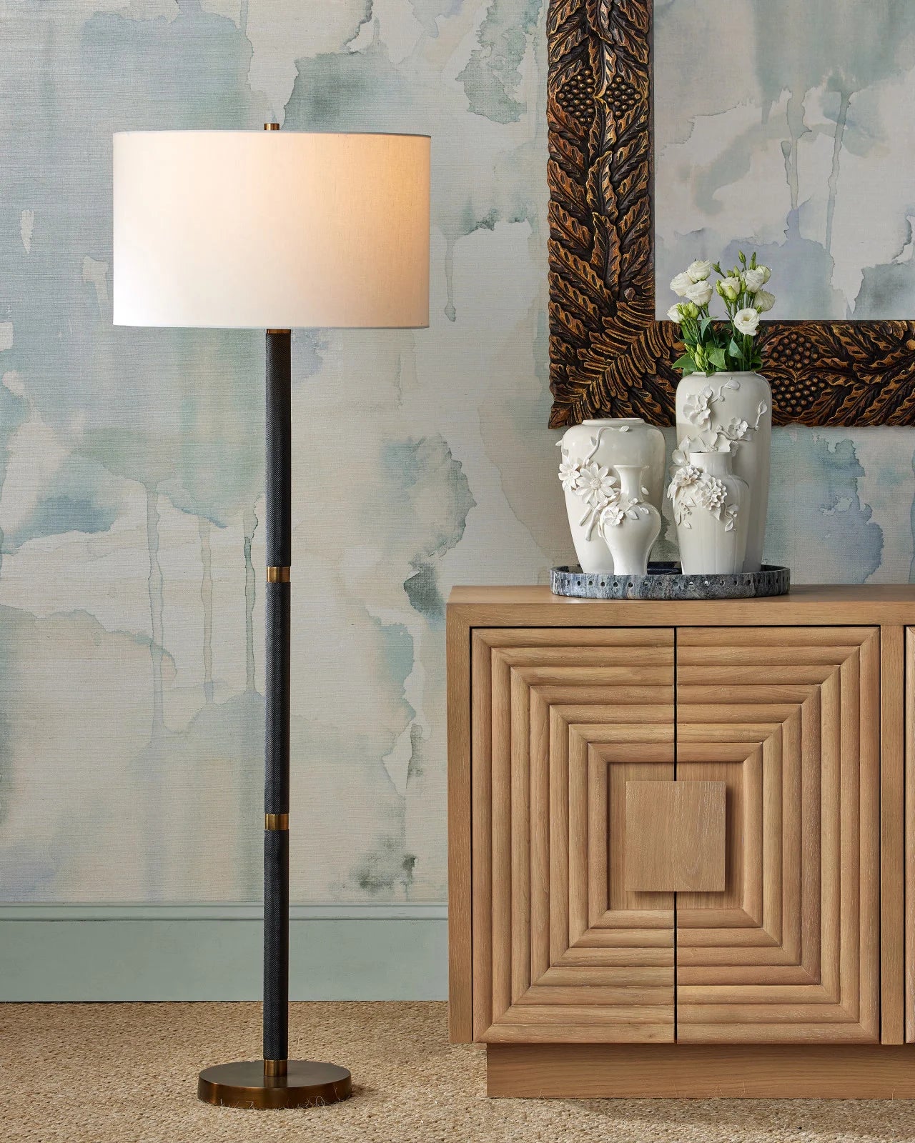 Currey and Company Morombe 84'' Wide Oak Wood Credenza