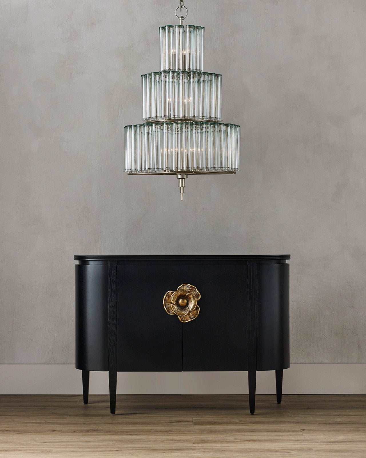 Briallen Black Demi-Lune Cabinet by Currey and Company
