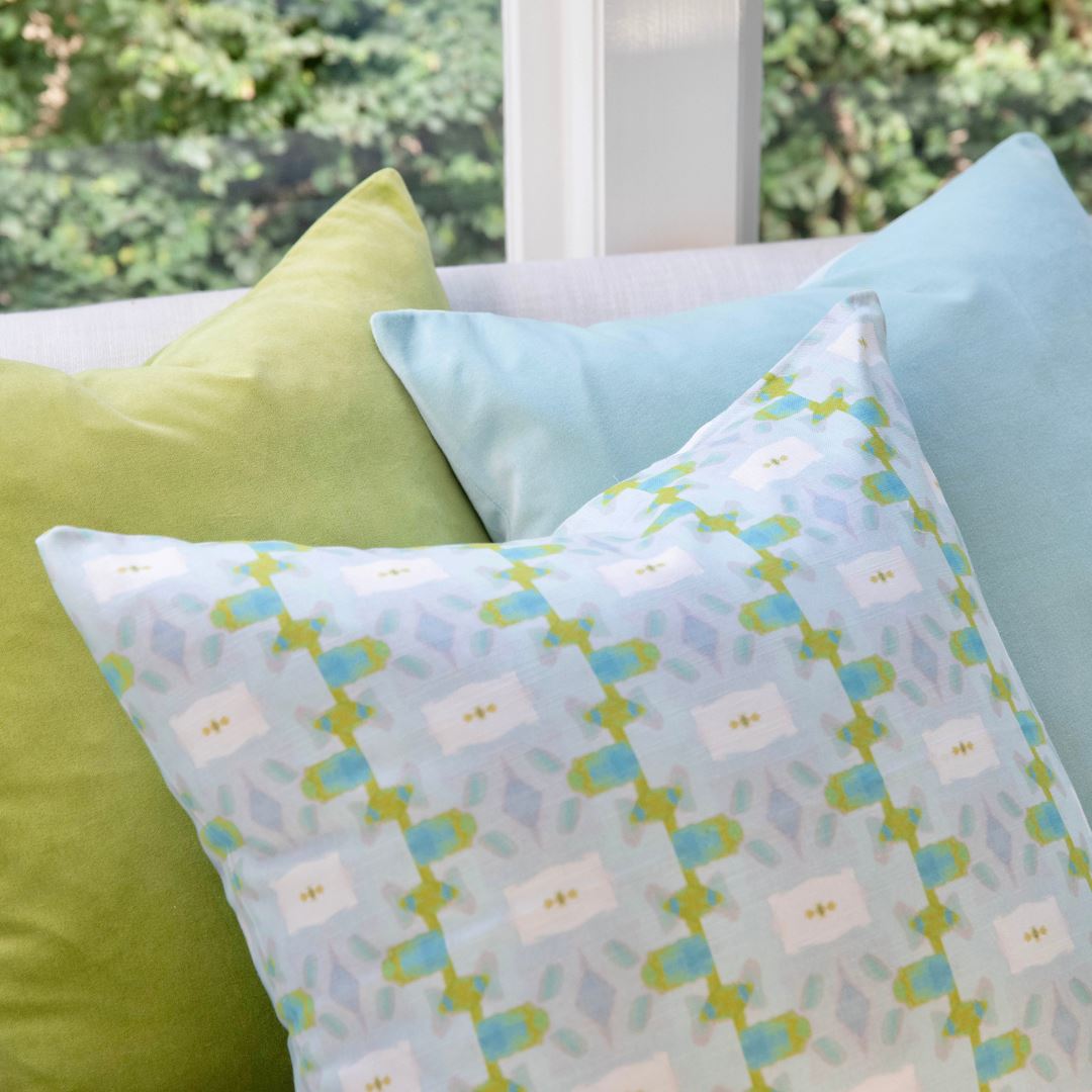 Laura Park Spa Blue Velvet Pillow