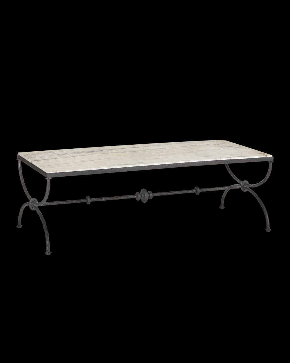 Currey & Company Agora White Travertine Cocktail Table