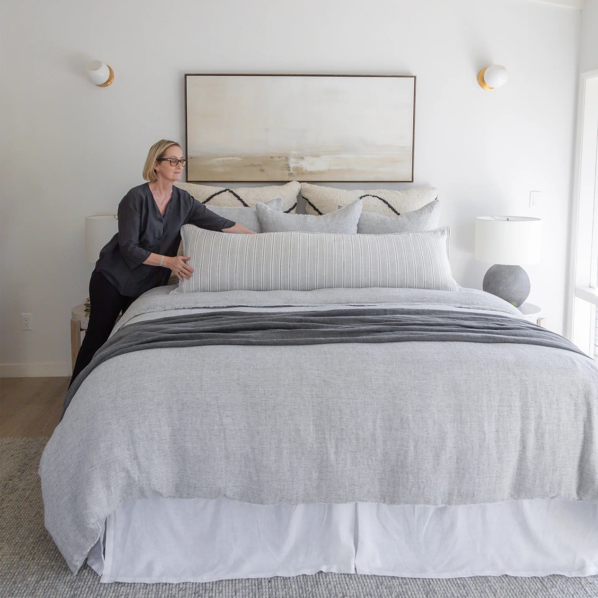 Pom Pom At Home Logan Charcoal Pillow