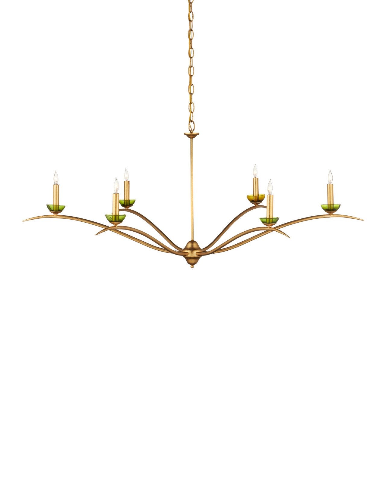 Currey & Company Flannery 49" Contemporary Gold Leaf 6 Light Chandelier