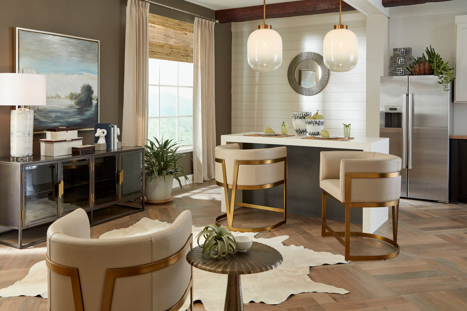 Wildwood Milk Glass Globe Pendant Light with Brass