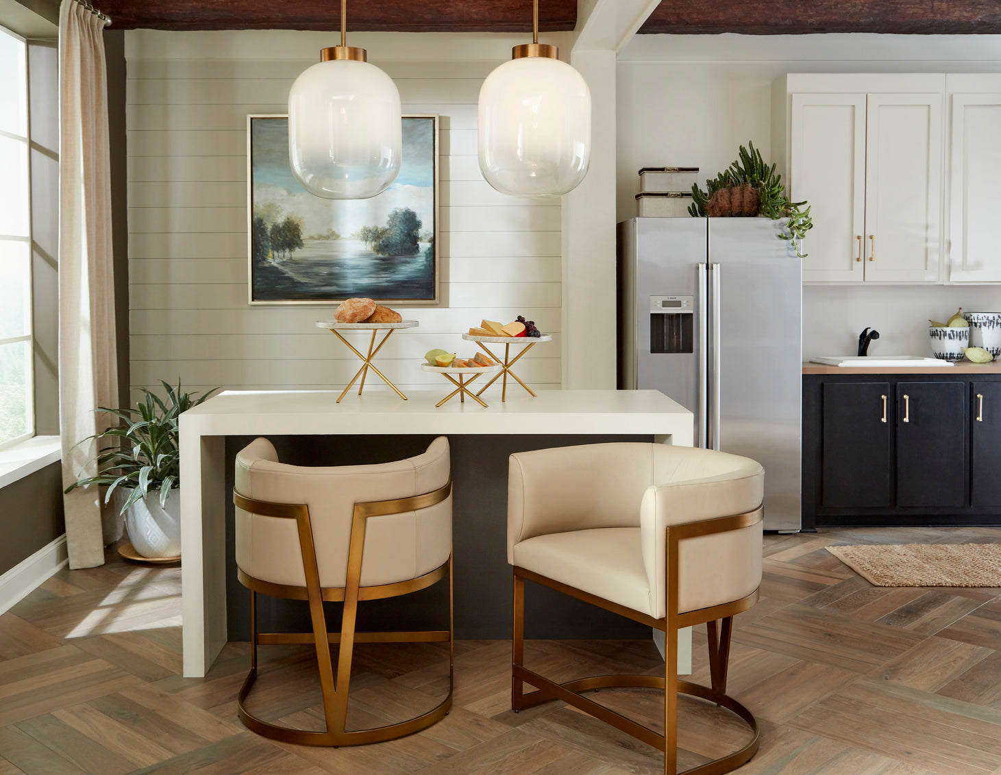 Wildwood Milk Glass Globe Pendant Light with Brass