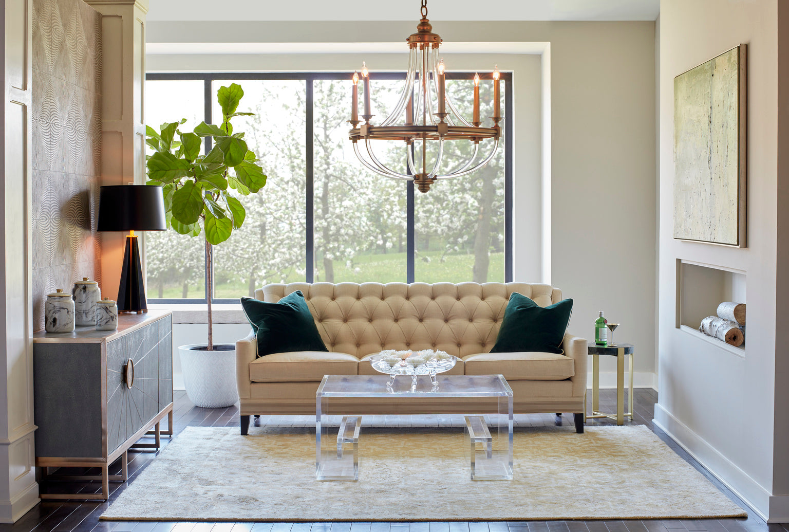 Wildwood Prospect Chandelier in Acrylic and Brass