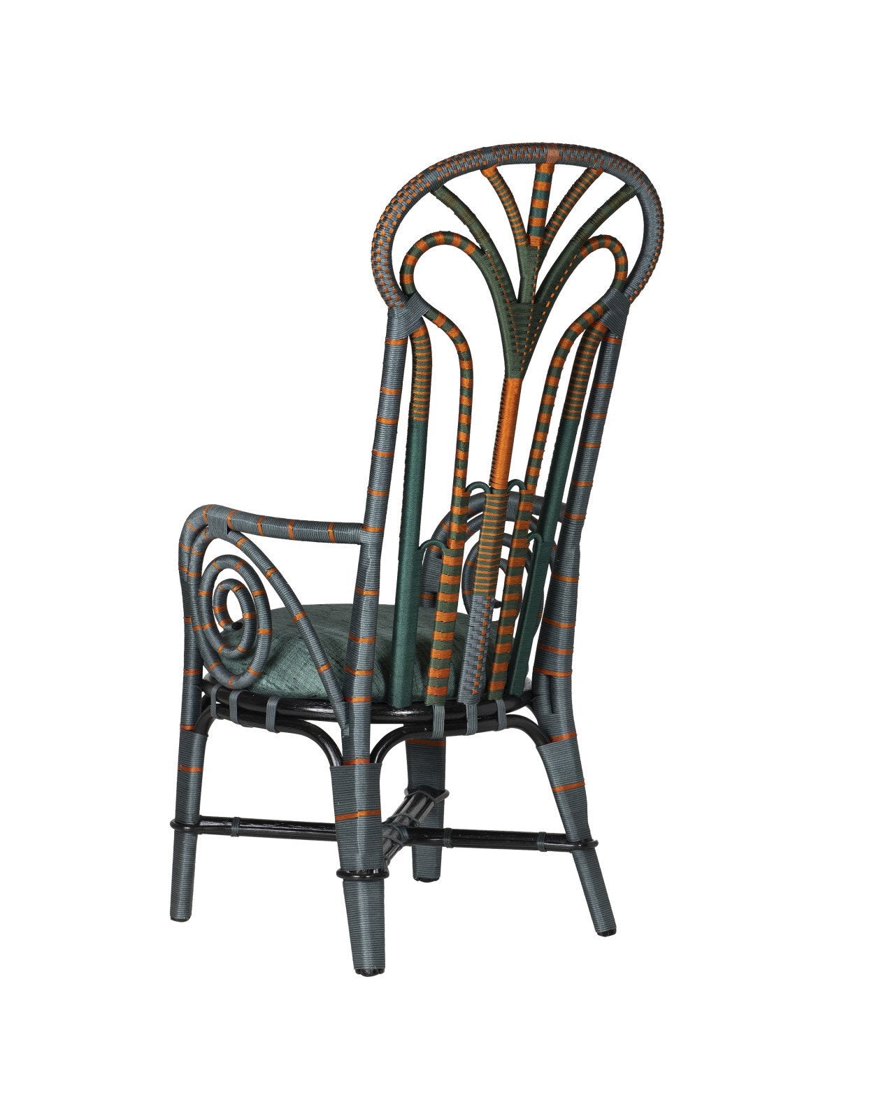 Currey And Company Benin 24" Wide Green And Orange Rope Throne Armchair