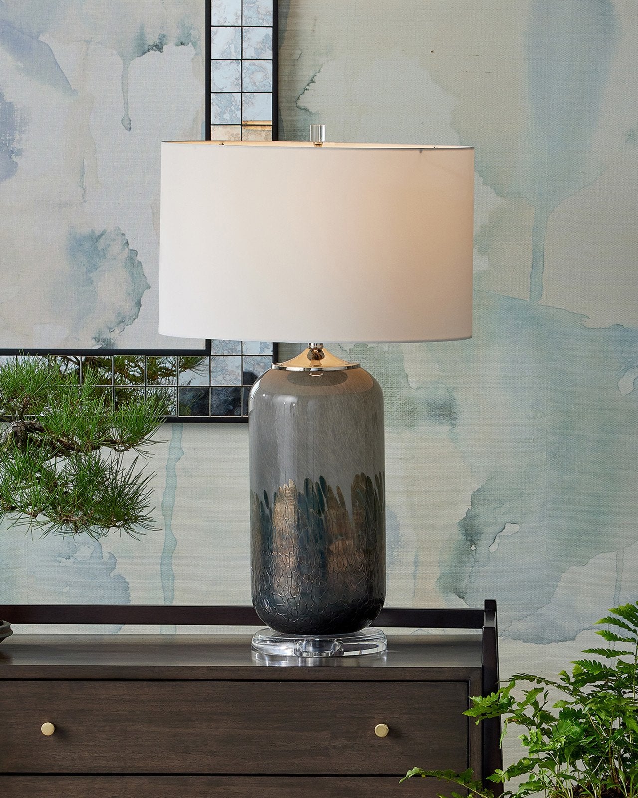 Currey & Company Lewes Gray Glass Table Lamp