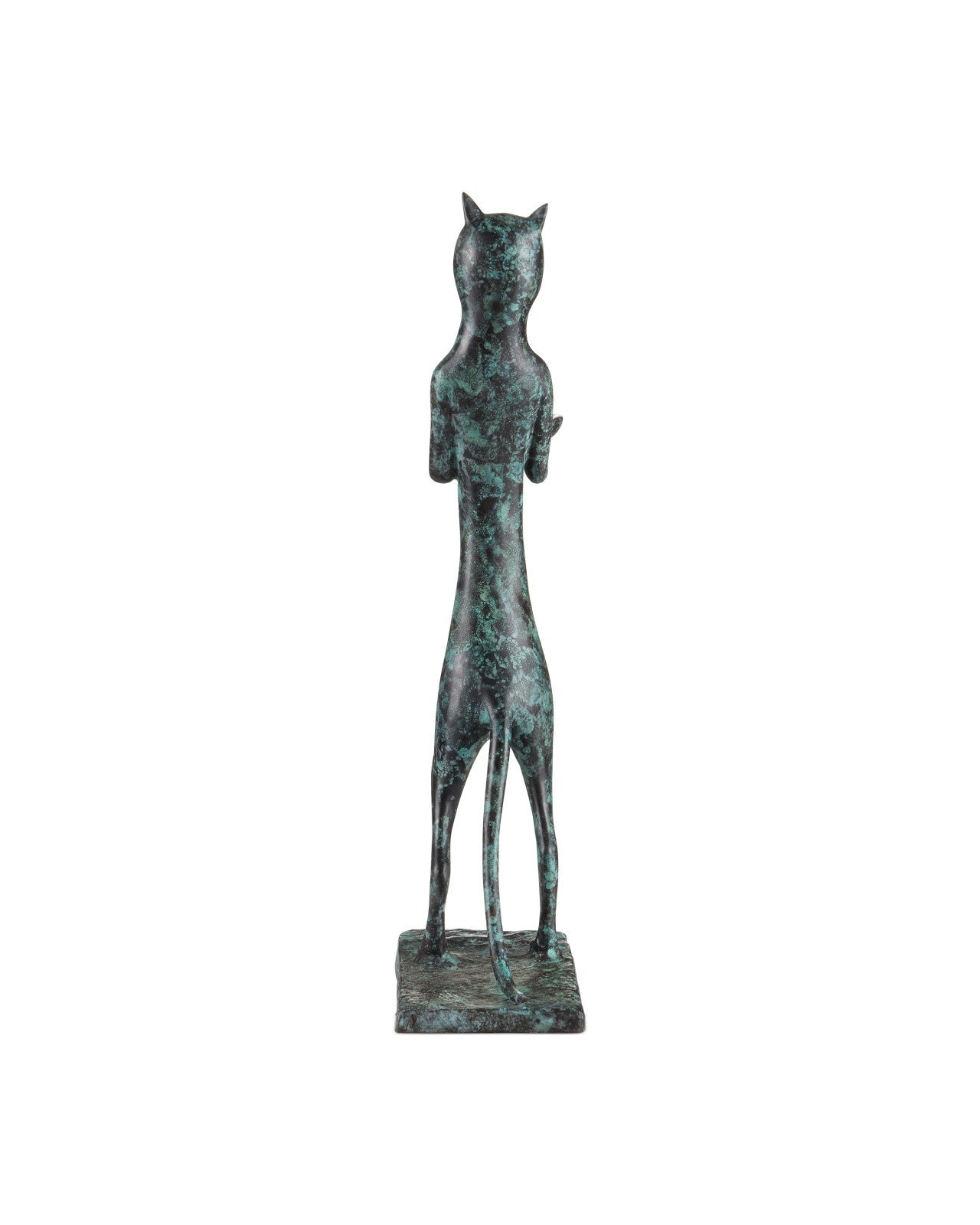 Currey & Company Bastet Cat 16" Green Granite Bronze Sculpture