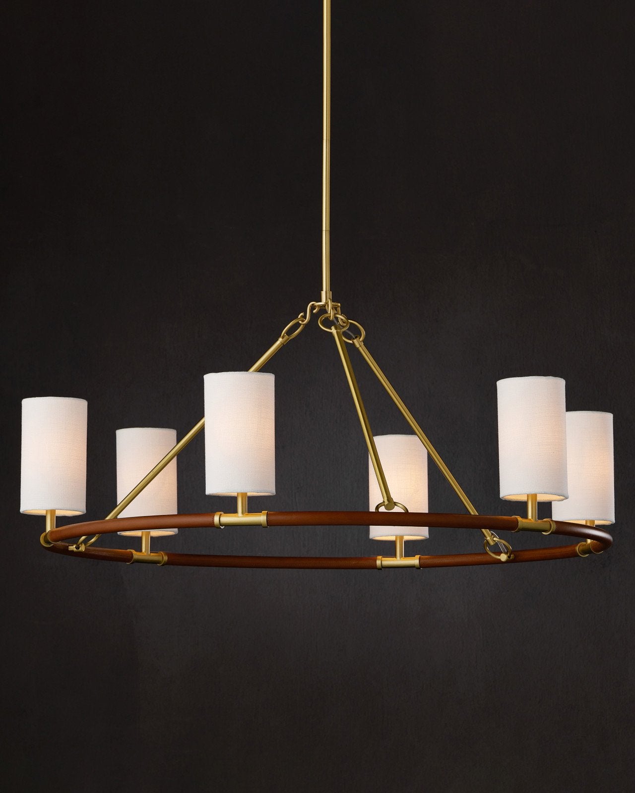 Currey & Company Ellerston Medium 39" Brushed Brass 6 Light Chandelier