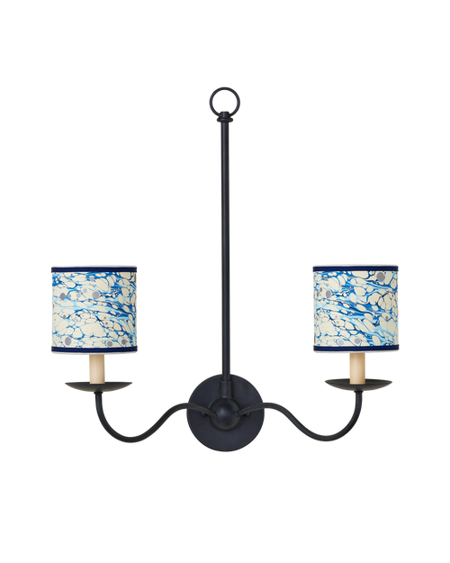 Currey & Company Marble Blue Lace Paper Drum Chandelier Shade