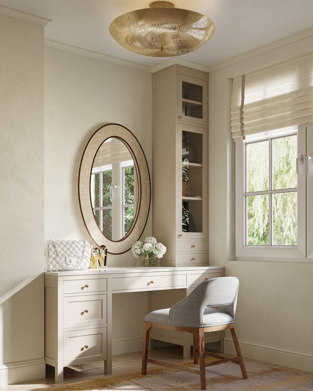 Currey & Company Origo 24" Polished Brass Semi Flush Mount