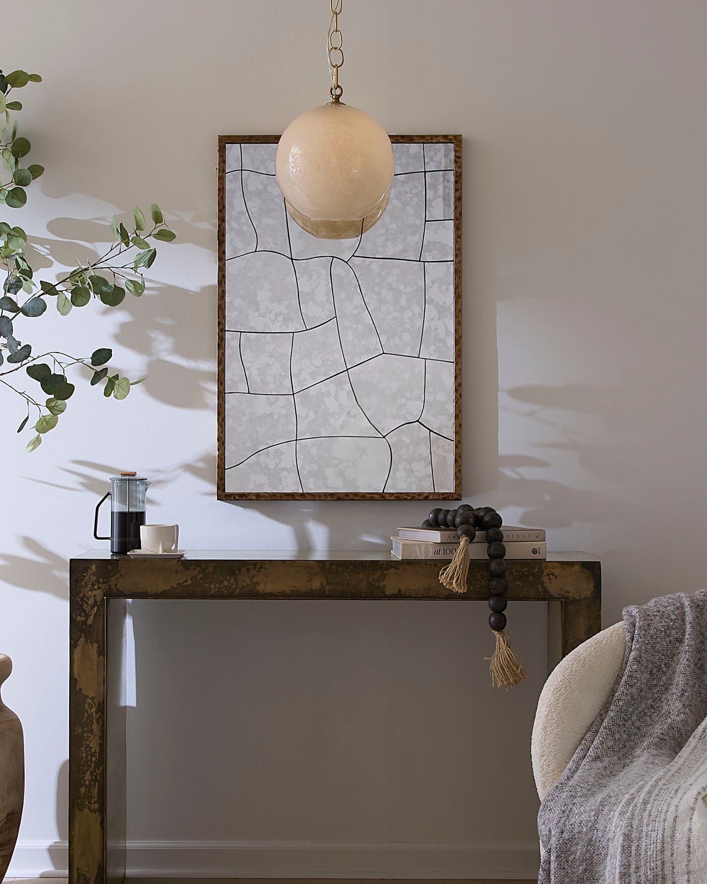 Jamie Young Fractured Hammered Iron Rectangle Wall Mirror