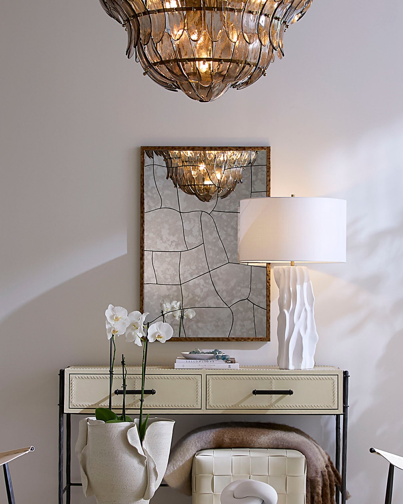 Jamie Young Fractured Hammered Iron Rectangle Wall Mirror