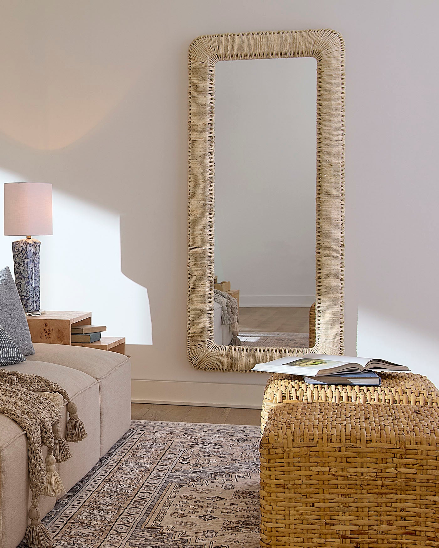 Jamie Young Hollis Rectangle Rope Floor Mirror