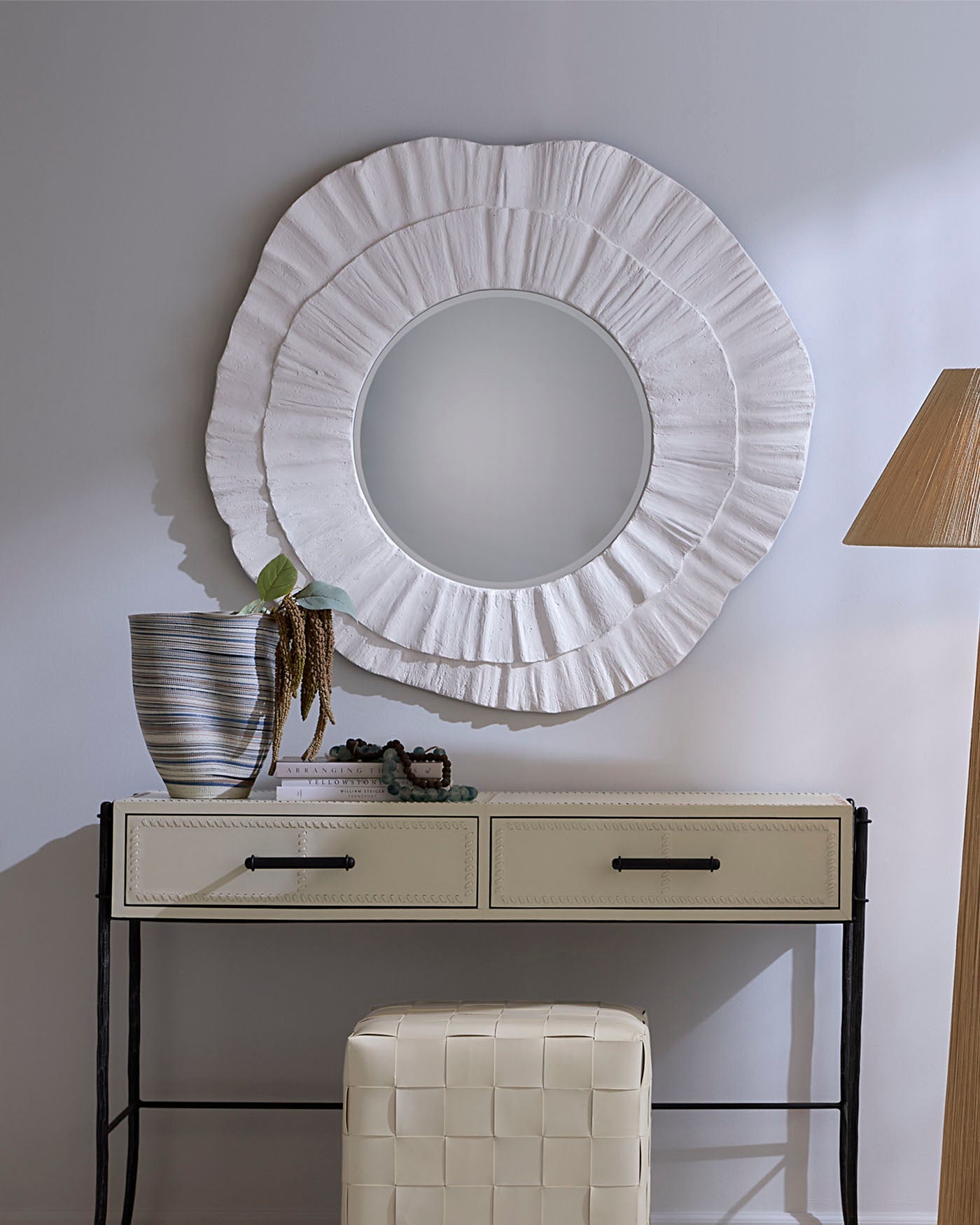 Jamie Young Millstone Resin Round Wall Mirror