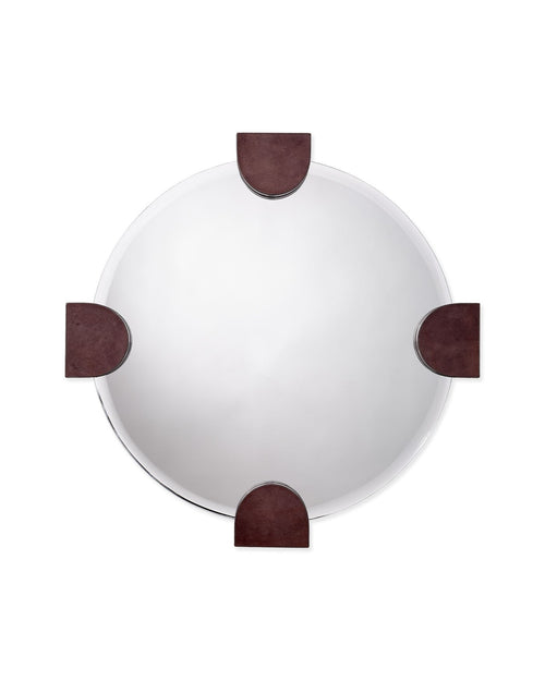 Jamie Young Quadrant Leather Round Wall Mirror