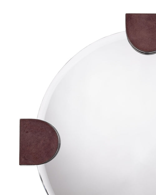 Jamie Young Quadrant Leather Round Wall Mirror