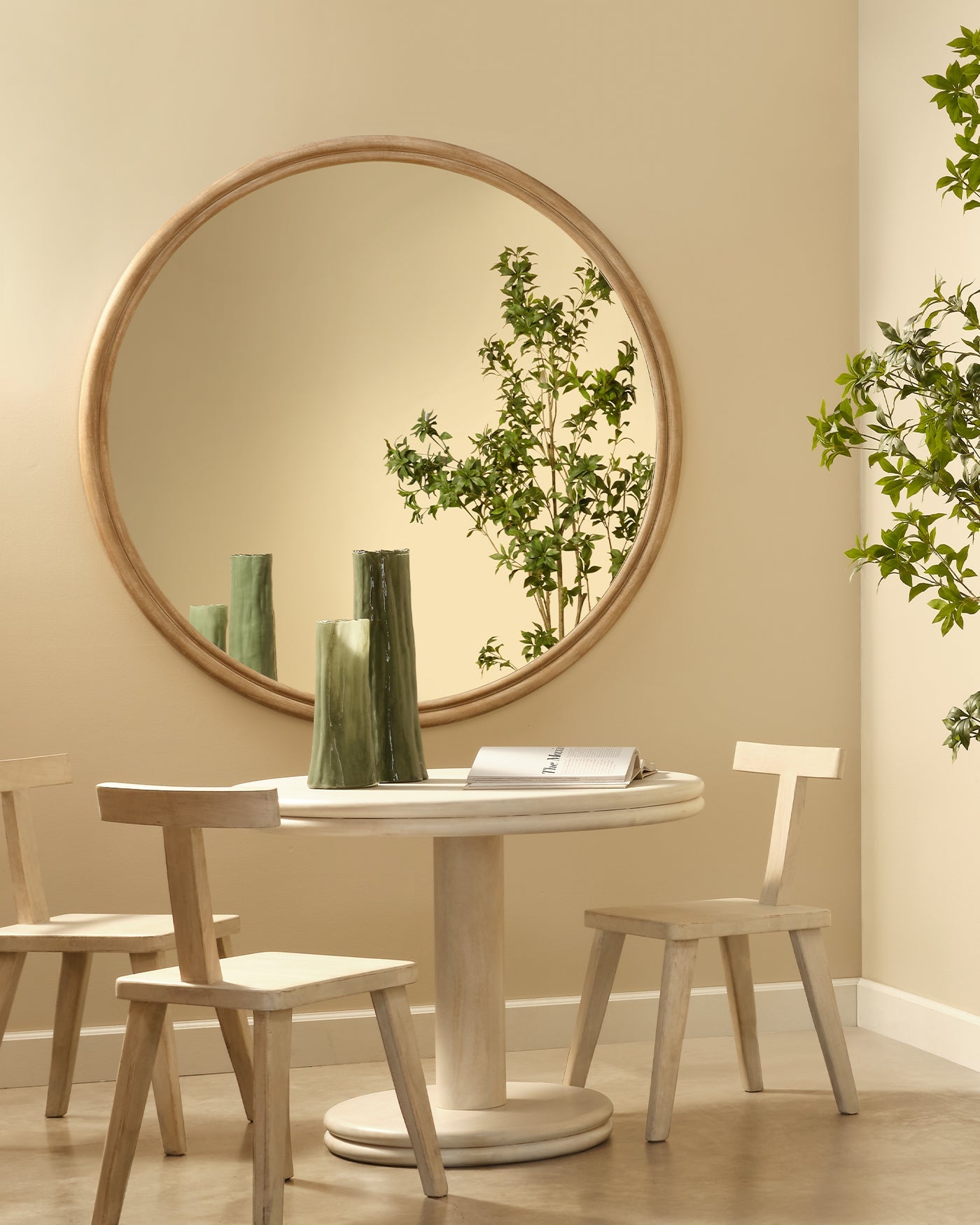 Jamie Young Riley Wood Round Wall Mirror, Extra Large