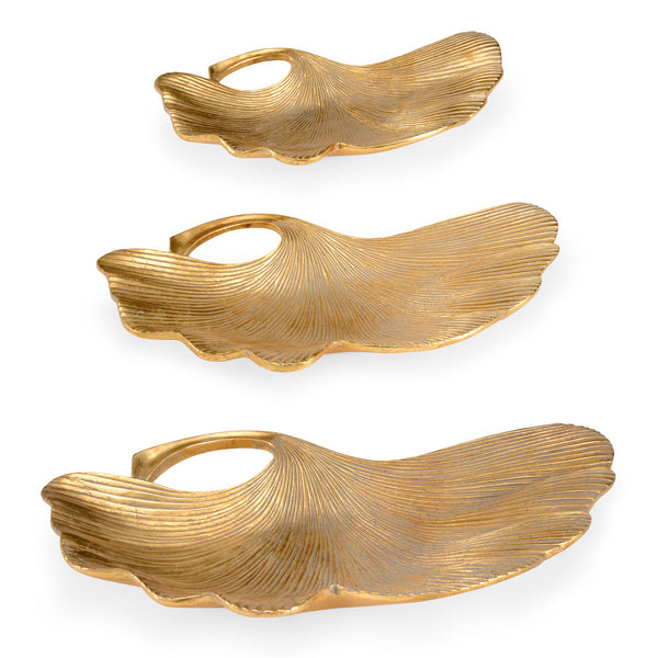 Chelsea House Lotus Leaf Trays Gold (S3)