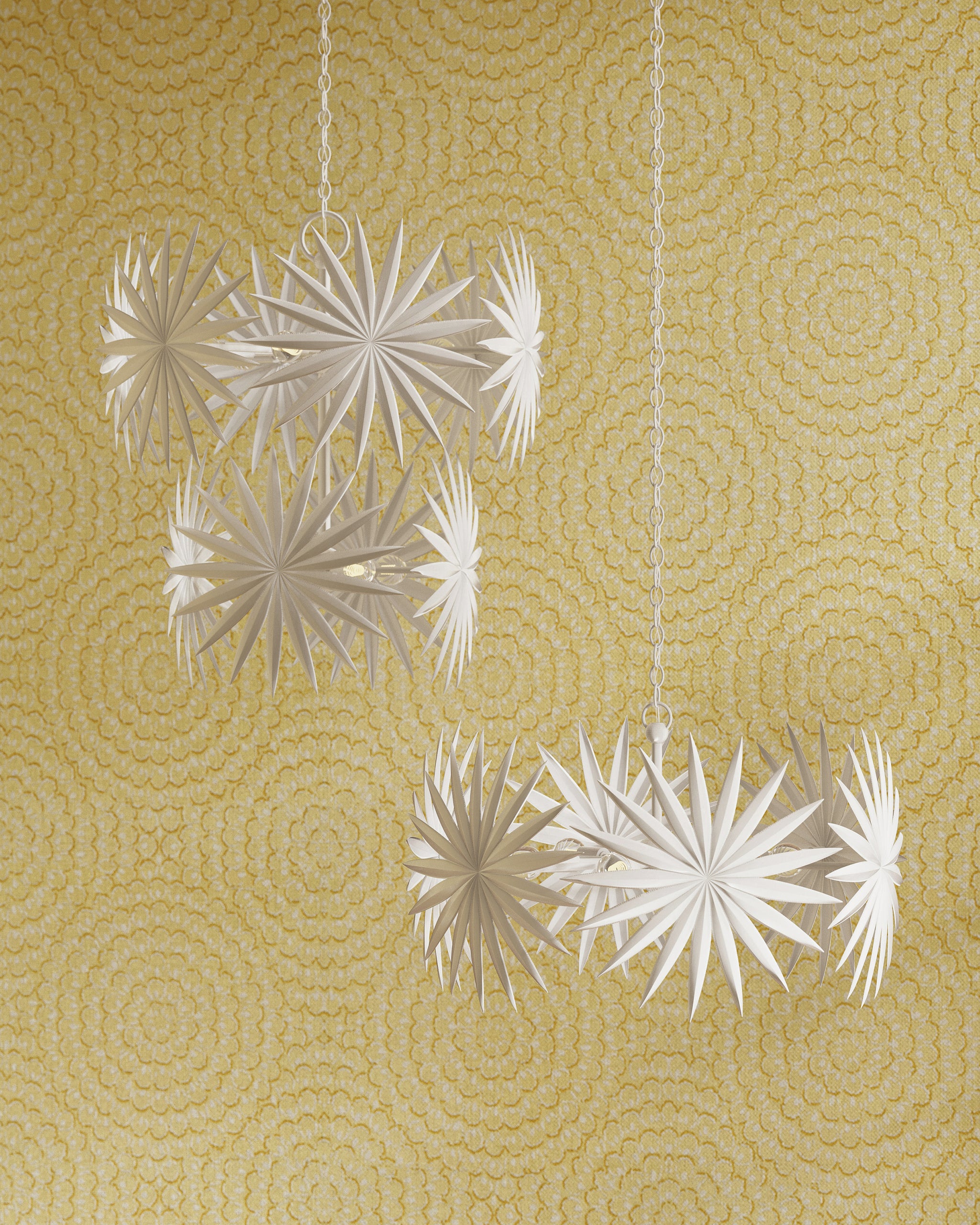 Currey & Company Bismarkia Medium White Chandelier