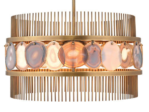 Jamie Young Upsala Chandelier In Pale Lavender Agate & Antique Brass Metal