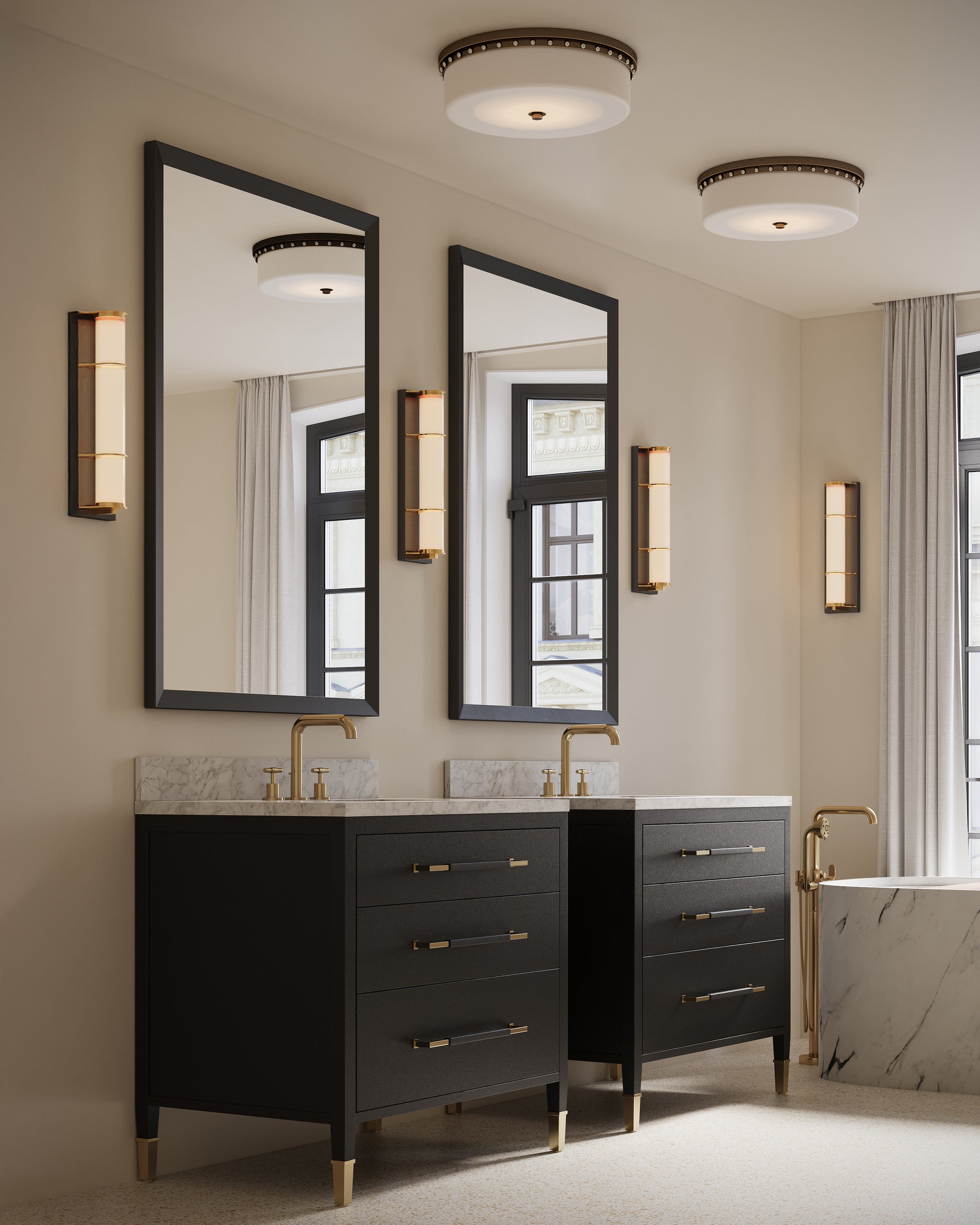 Currey & Company Barnabe Brass Flush Mount