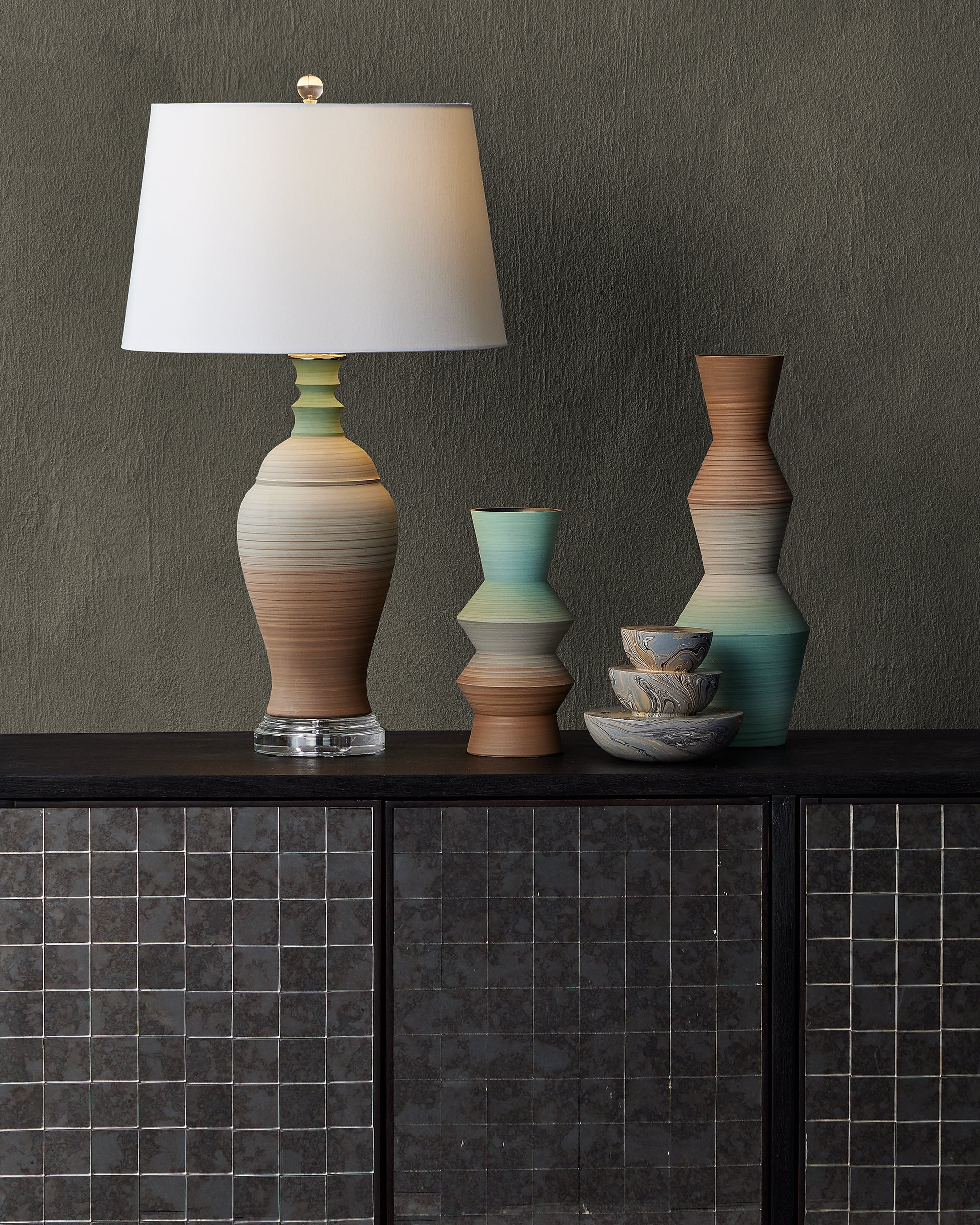 Currey & Company Marbleized Stacking Box Set Of 3