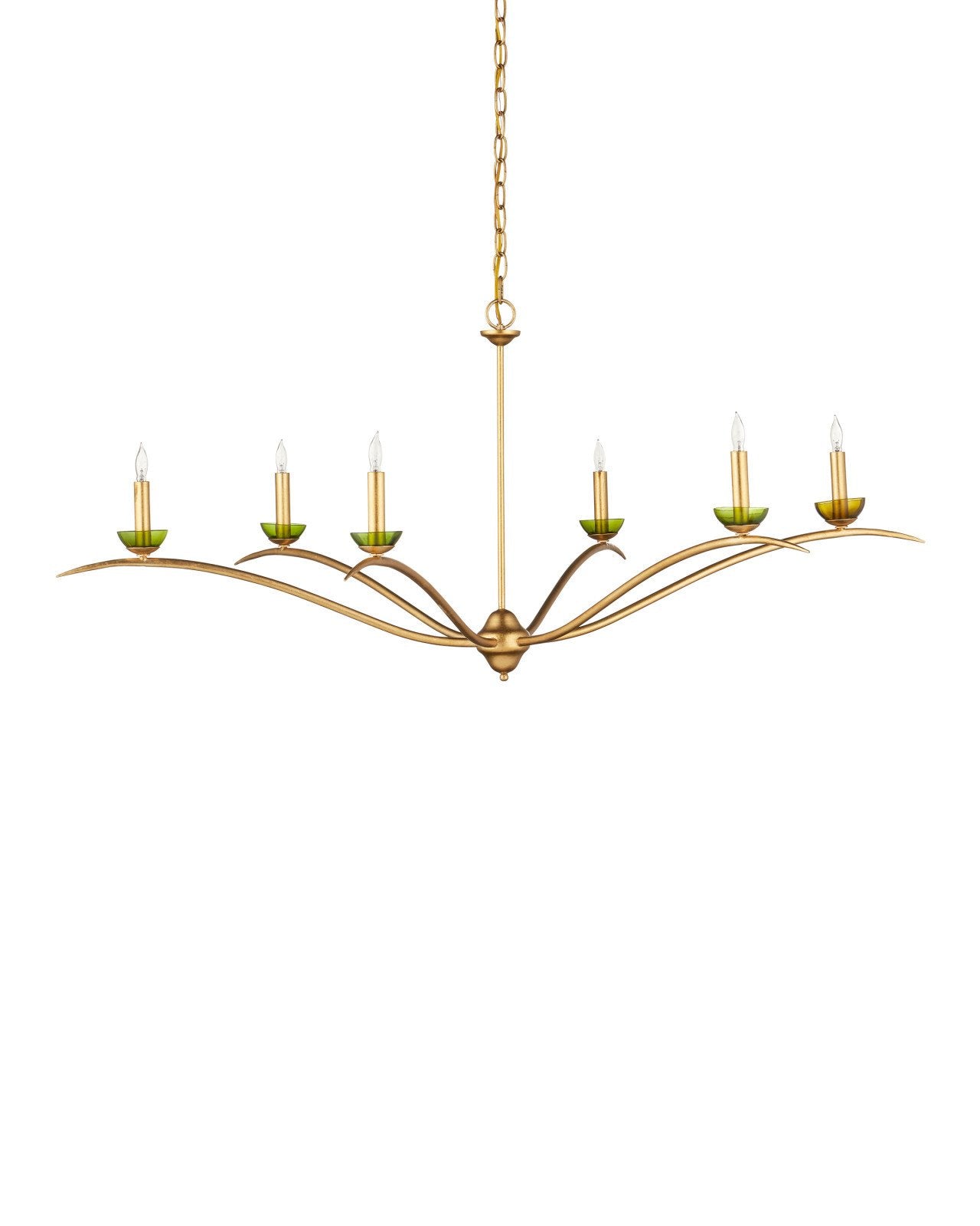 Currey & Company Flannery 49" Contemporary Gold Leaf 6 Light Chandelier
