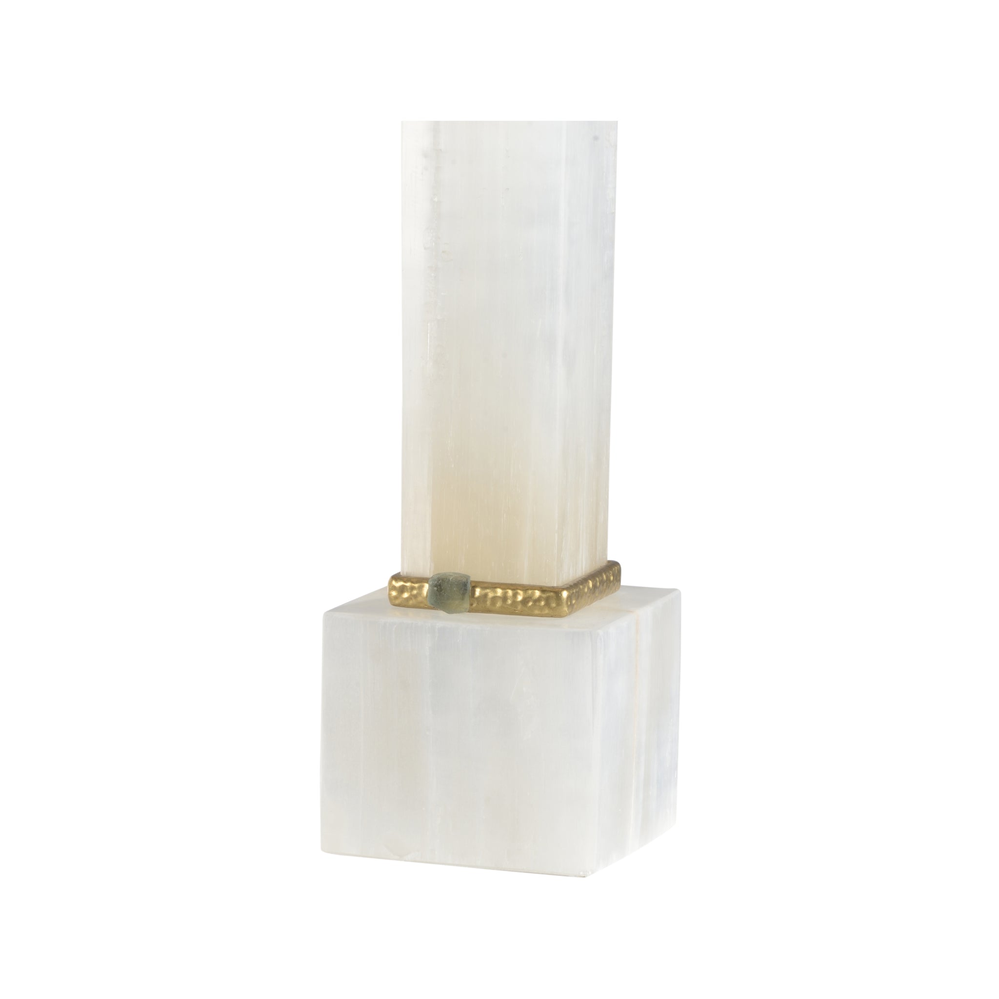 Chelsea House Alabaster Column Lamp With Gold/Stone Rings
