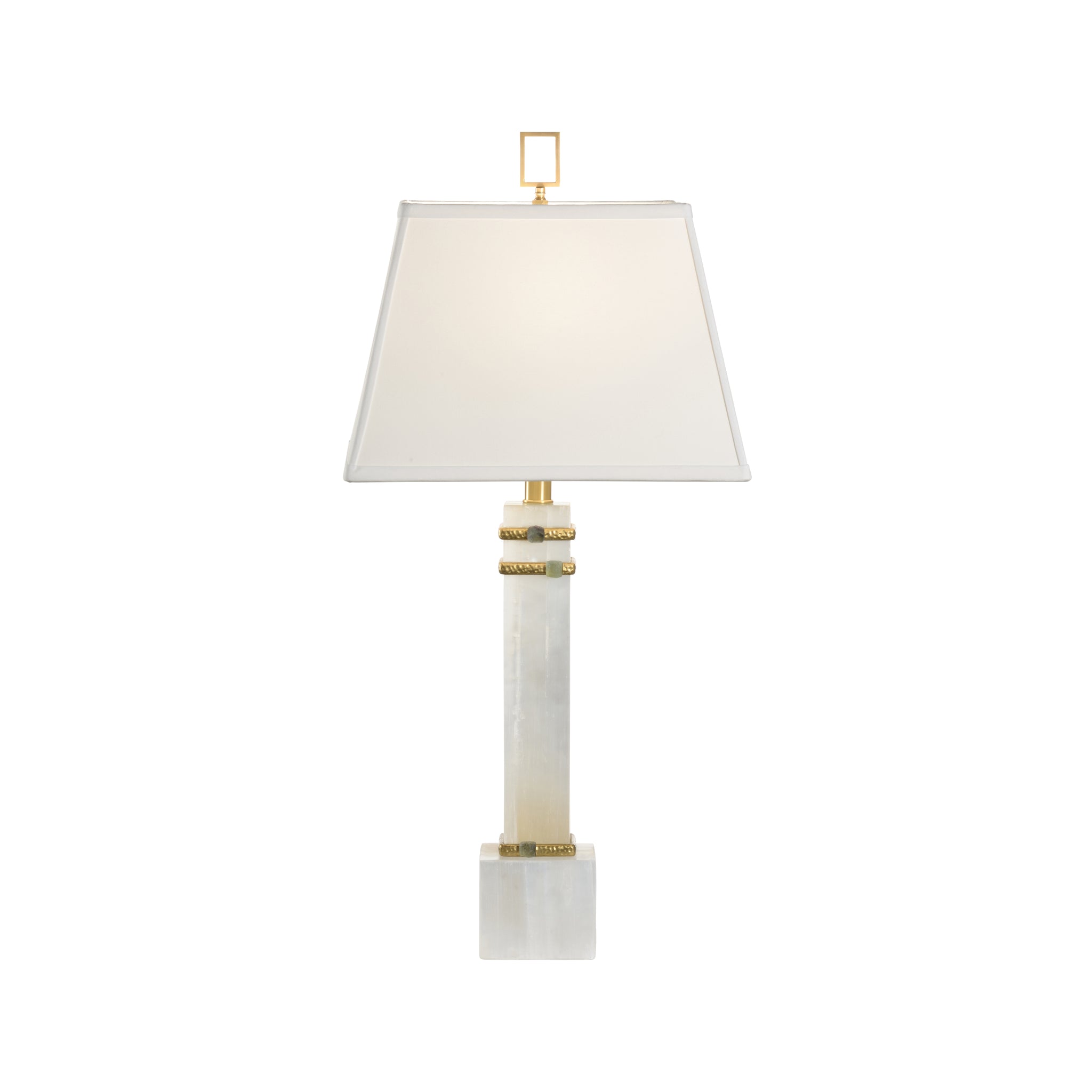 Chelsea House Alabaster Column Lamp With Gold/Stone Rings