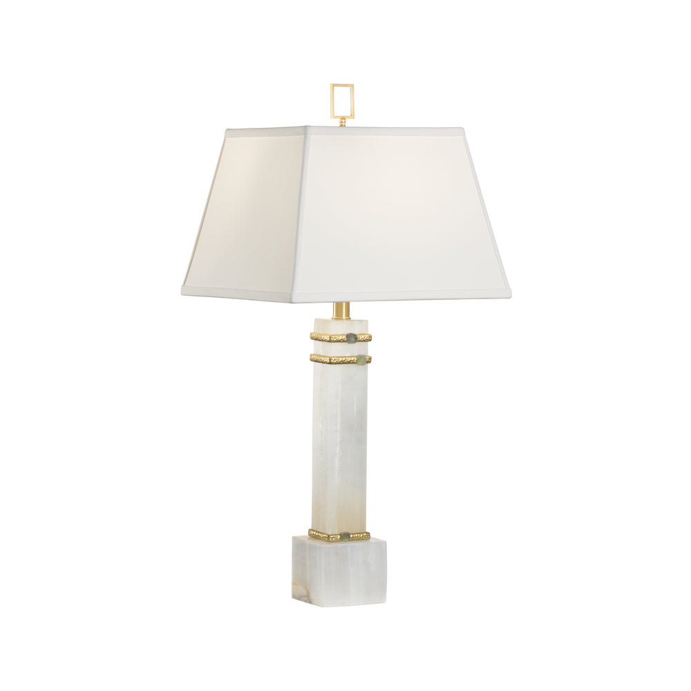 Chelsea House Alabaster Column Lamp With Gold/Stone Rings