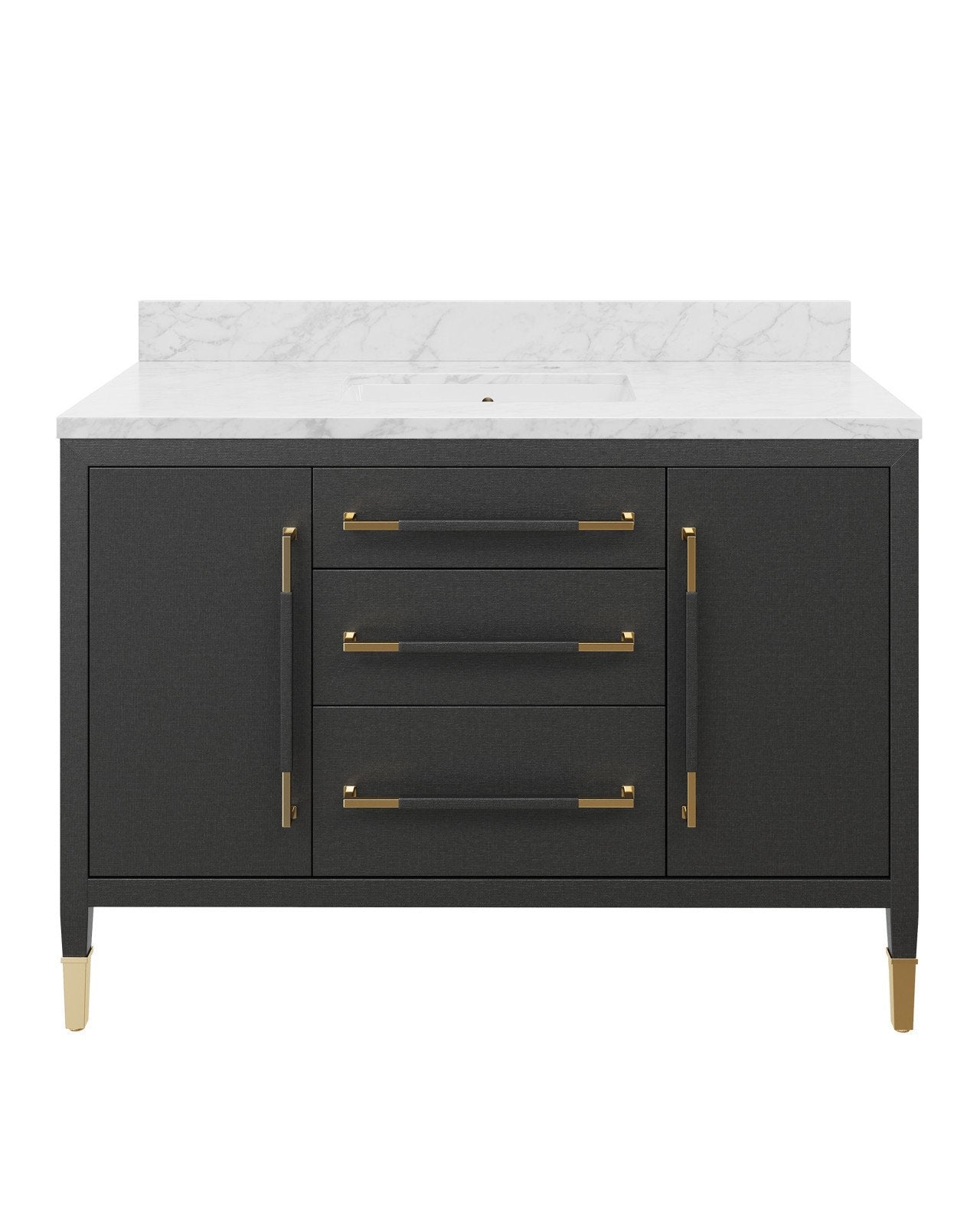 Currey & Company Verona 48" Black Linen Vanity With Rectangular Undermount Sink