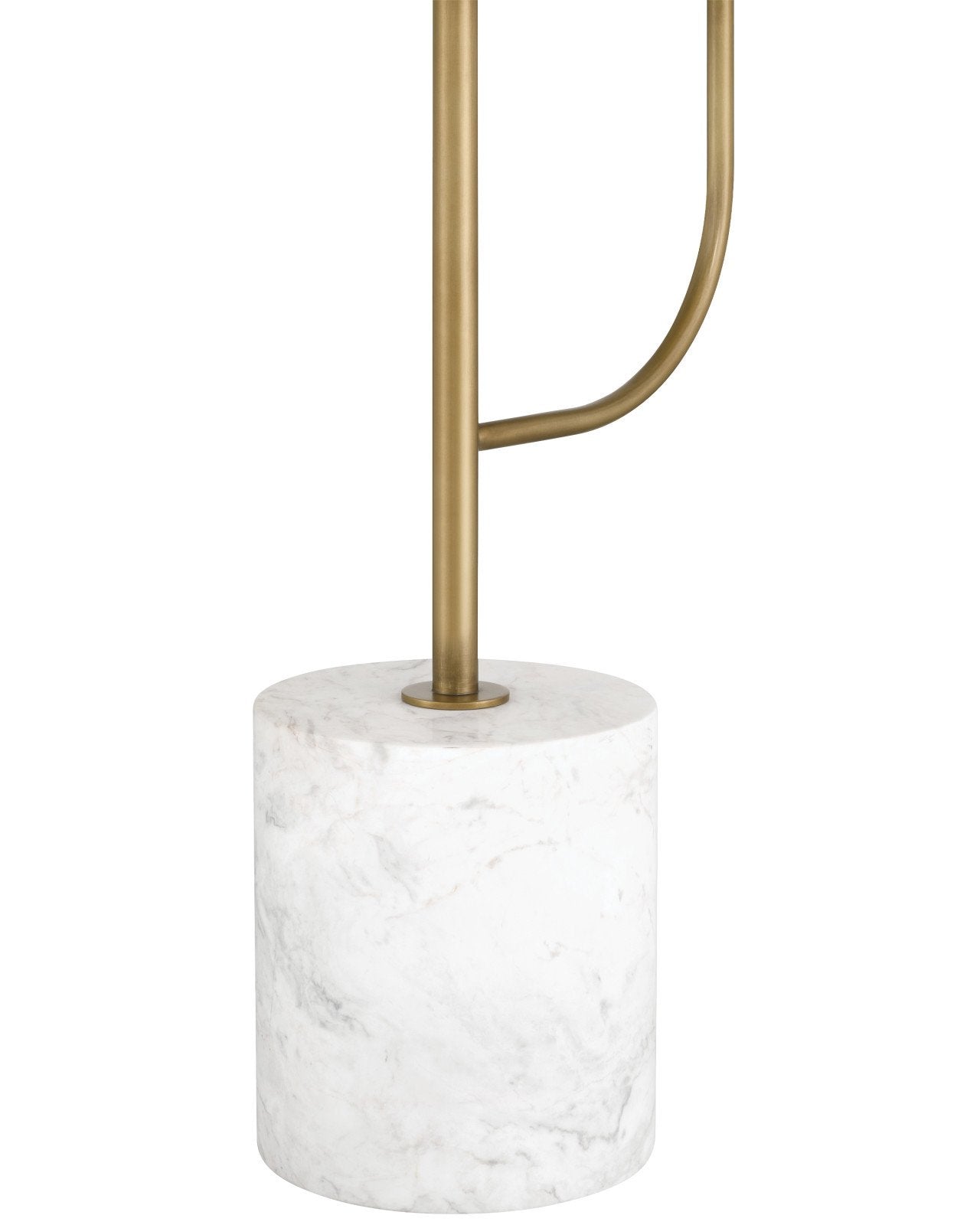 Currey & Company Eastlin Antique Brass White Marble Floor Lamp With Table