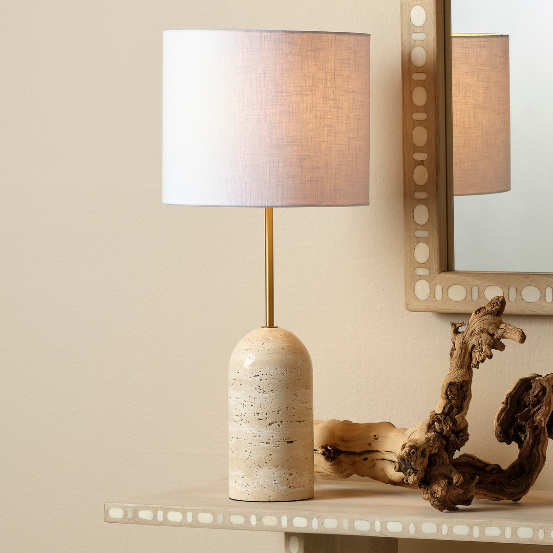 Jamie Young Holt Table Lamp In Travertine