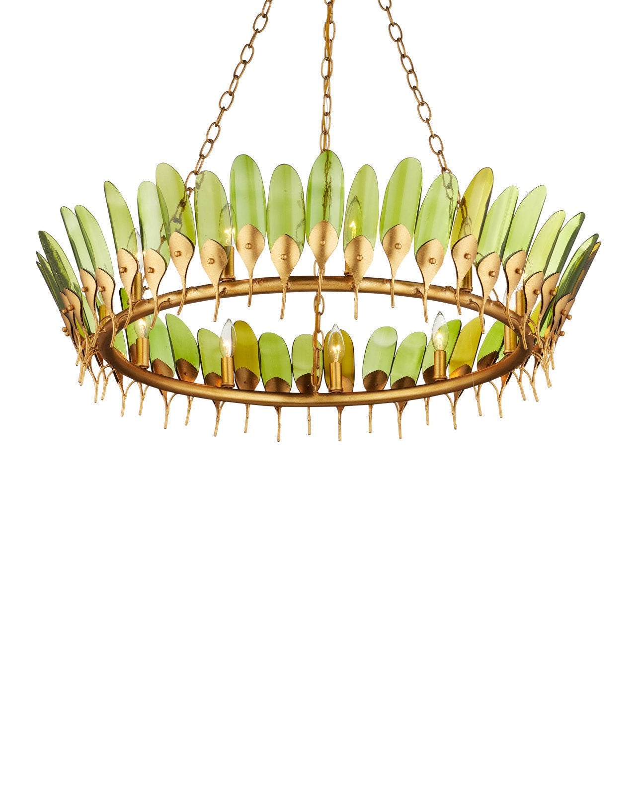 Currey & Company Selavy 38" Contemporary Gold Leaf 11 Light Chandelier