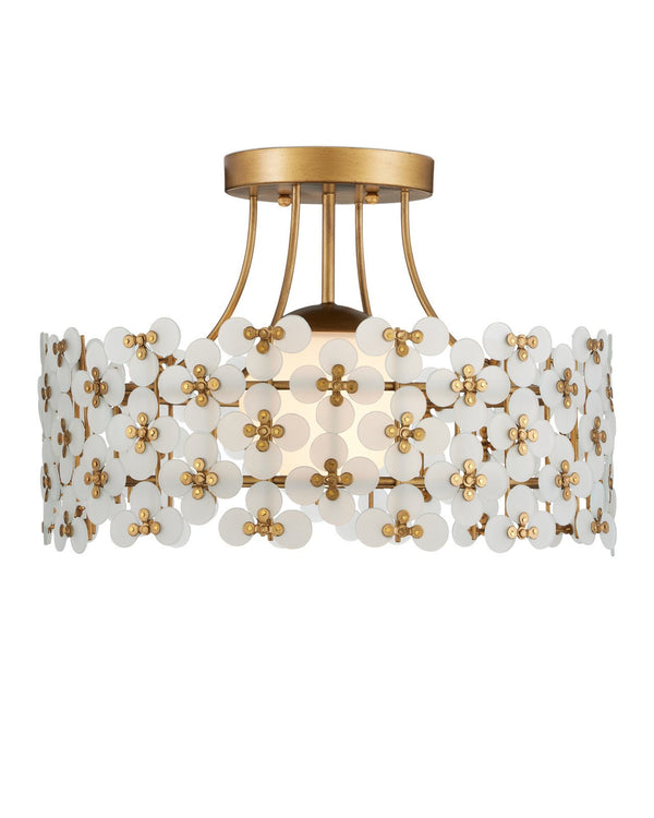 Currey & Company Spring Flower 16" Frosted Glass Semi Flush Mount