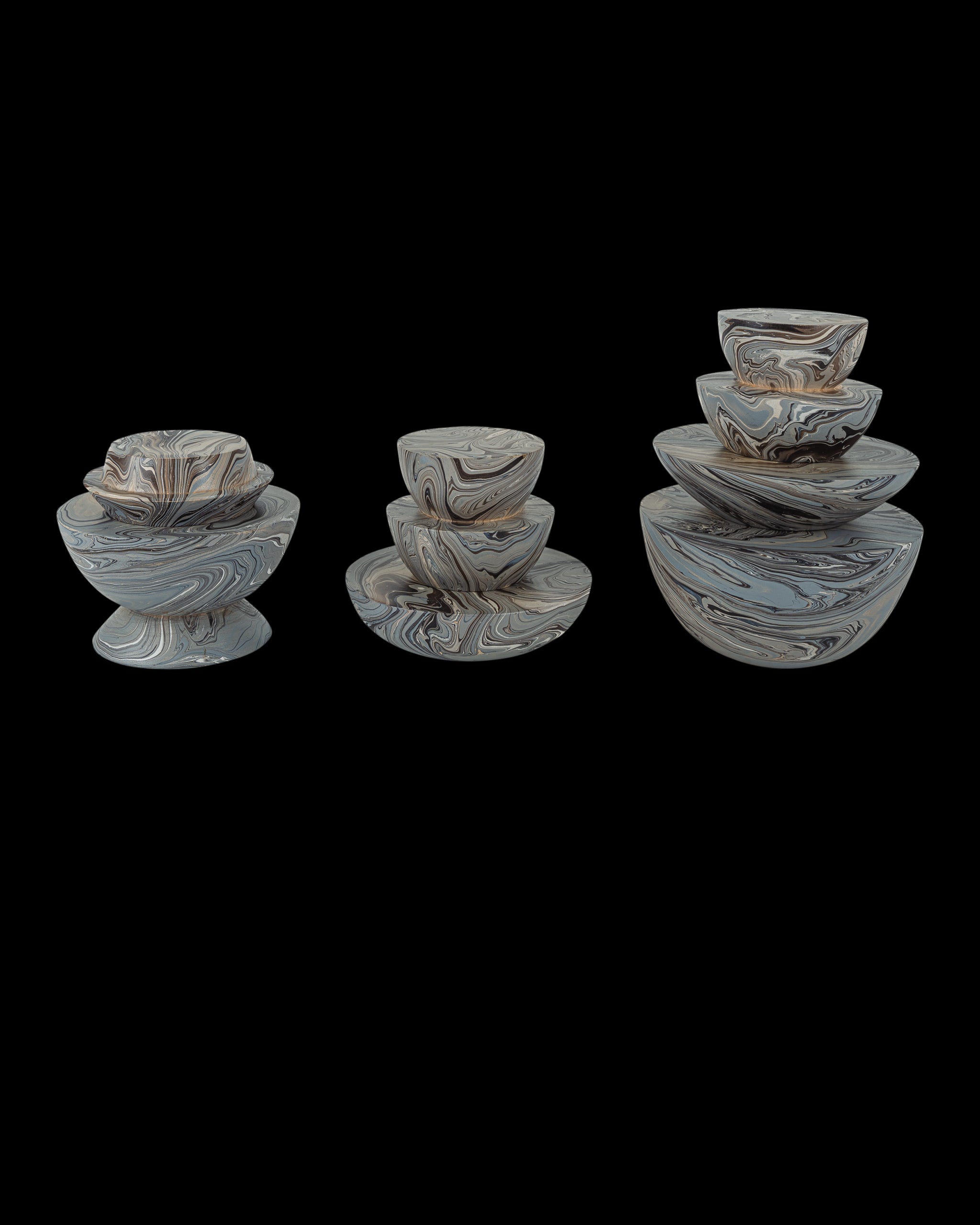 Currey & Company Marbleized Stacking Box Set Of 3