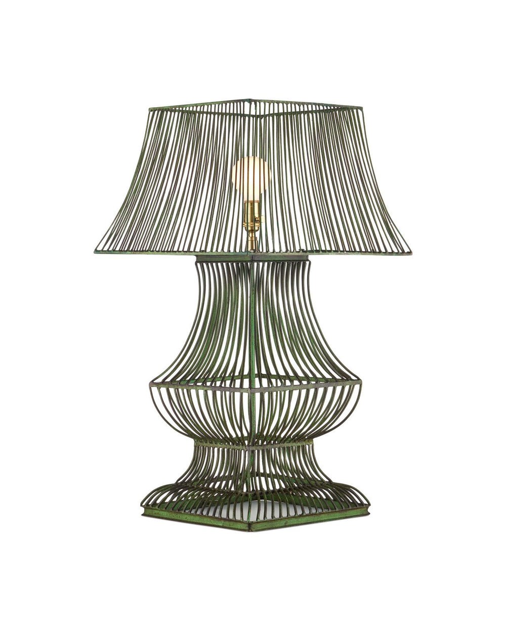 Currey & Company Tuteurs Distressed Green Metal Table Lamp