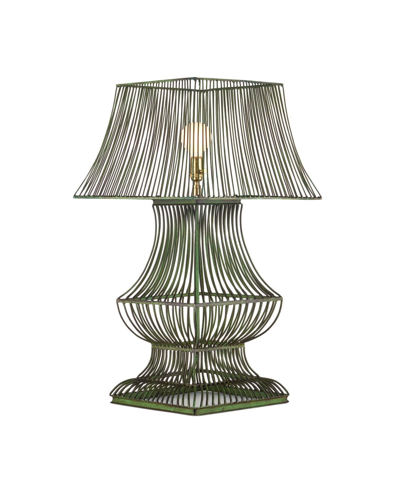Currey & Company Tuteurs Distressed Green Metal Table Lamp