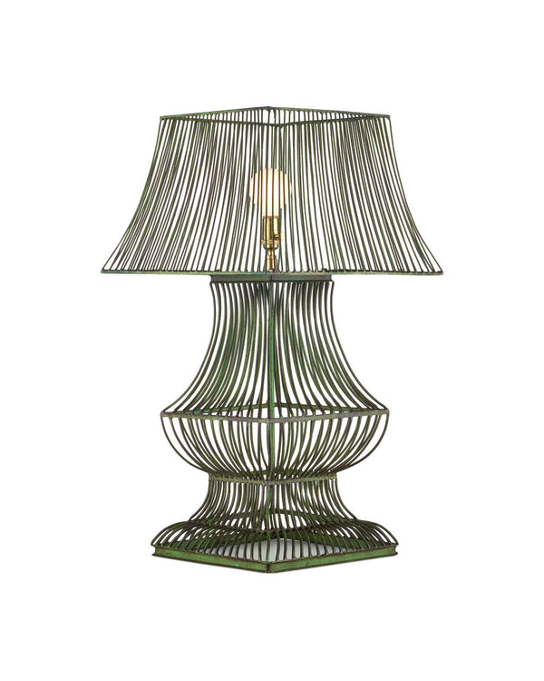 Currey & Company Tuteurs Distressed Green Metal Table Lamp