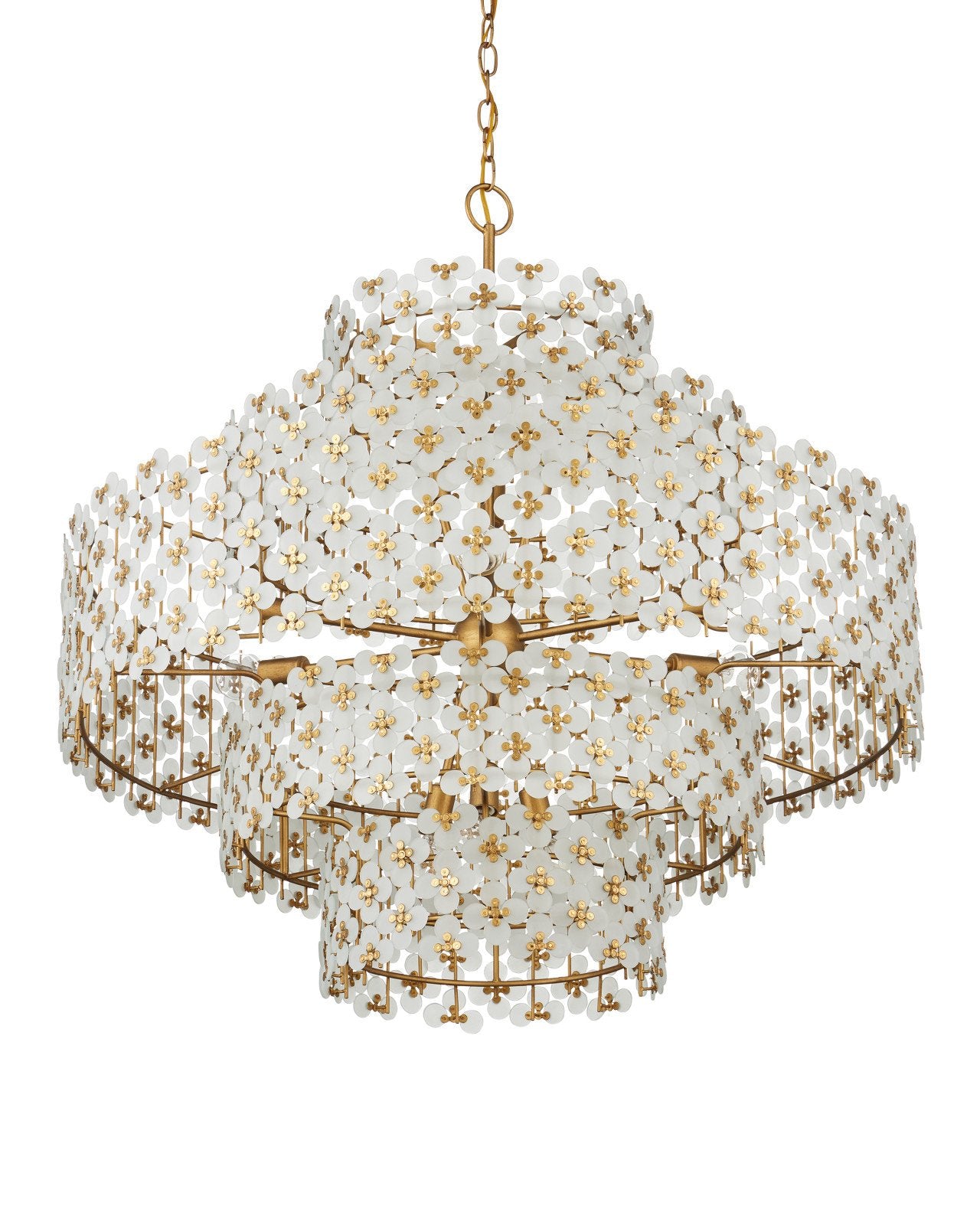 Currey & Company Spring Flower 35" Brass 12 Light Chandelier