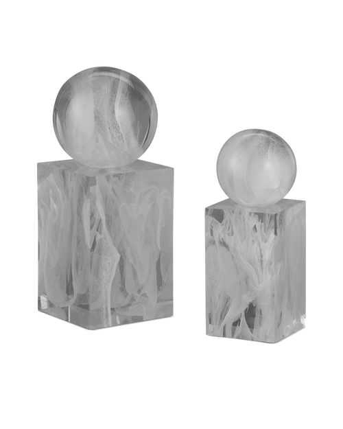 Currey & Company Nova White Objects Set Of 2